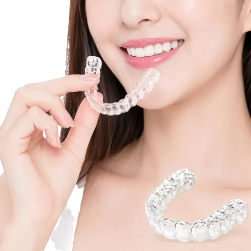 시스루 얼라이너를 착용하는 모습